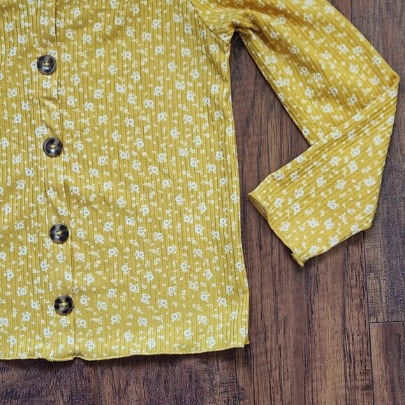 Heart & Arrow Girls Long Sleeve Top Size 14 Yellow Floral - Picture 3 of 5